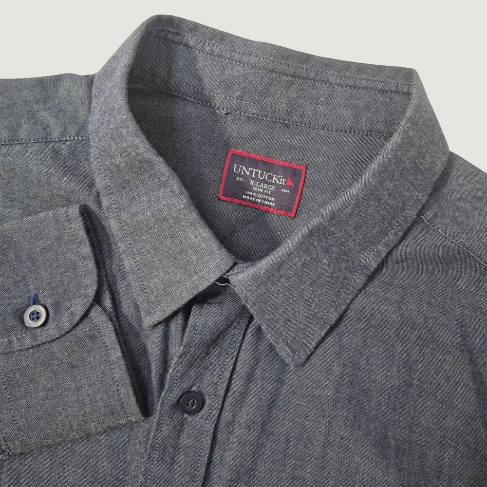 UNTUCKit Barbera Button Down Shirt Mens XL Slim Fit Navy Blue Cotton Casual